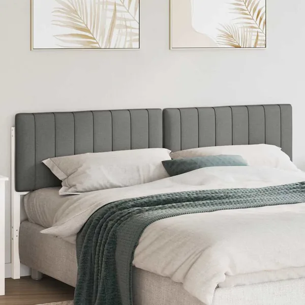 Tête de lit capitonnée Blanc et gris clair 200 cm Pin massif