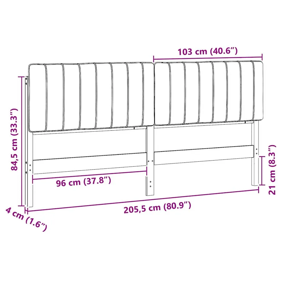Tête de lit capitonnée Blanc et gris clair 200 cm Pin massif - 13
