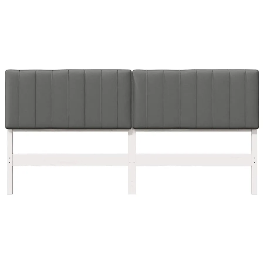 Tête de lit capitonnée Blanc et gris clair 200 cm Pin massif - 4