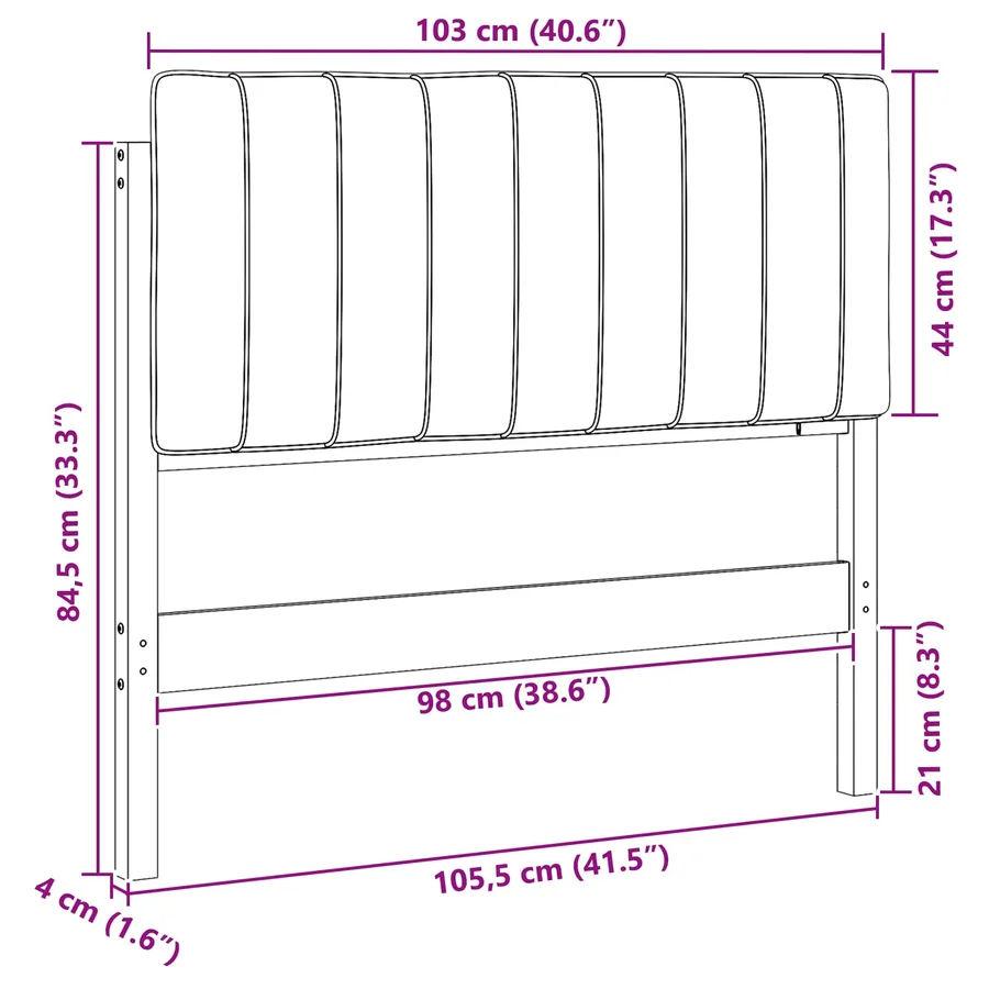 Tête de lit capitonnée Blanc et gris clair 100 cm Pin massif - 13