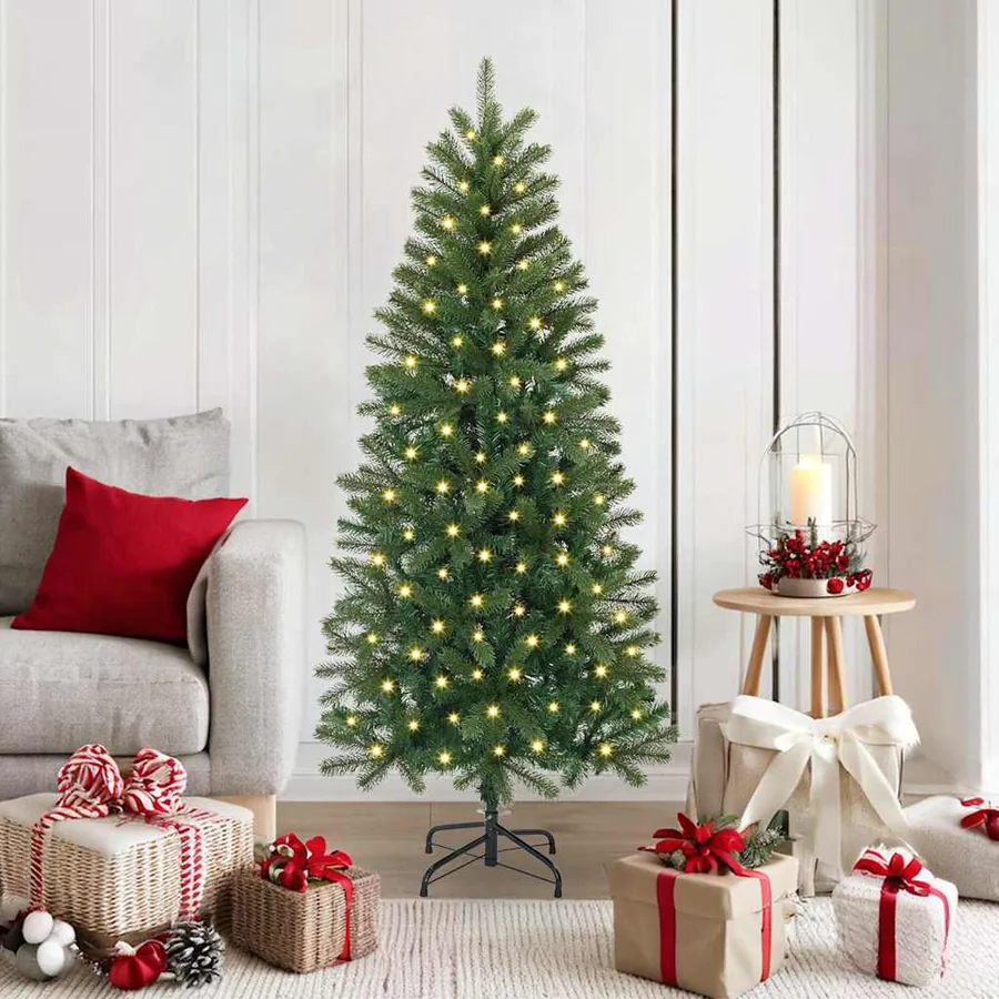 Sapin de Noël artificiel avec 150 LED Vert 150 cm PE et PVC