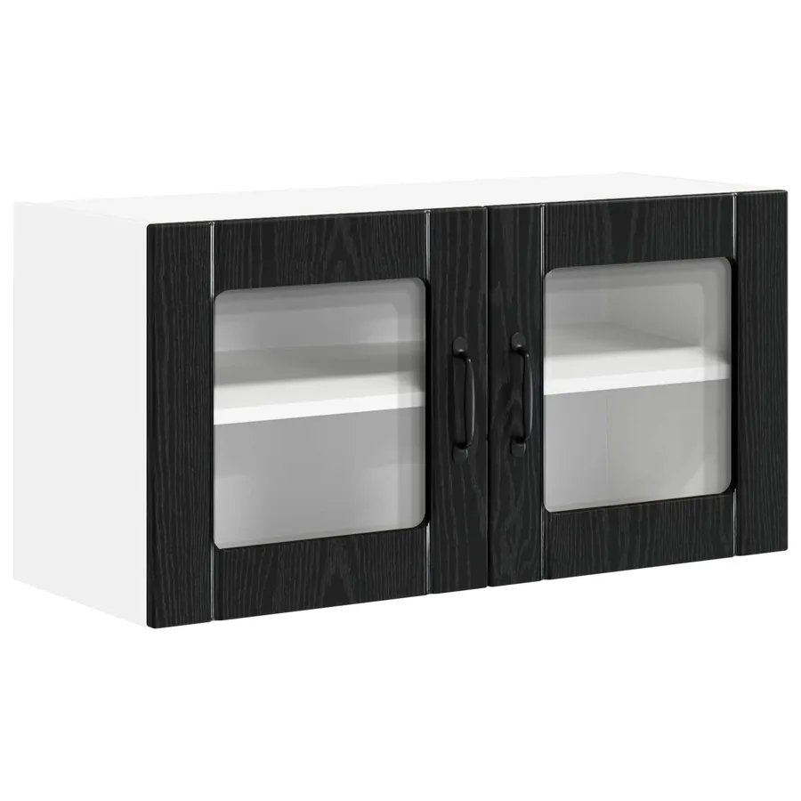 Cabinet en verre mural LUCCA Chêne noir 80 x 31 x 40 cm - 2