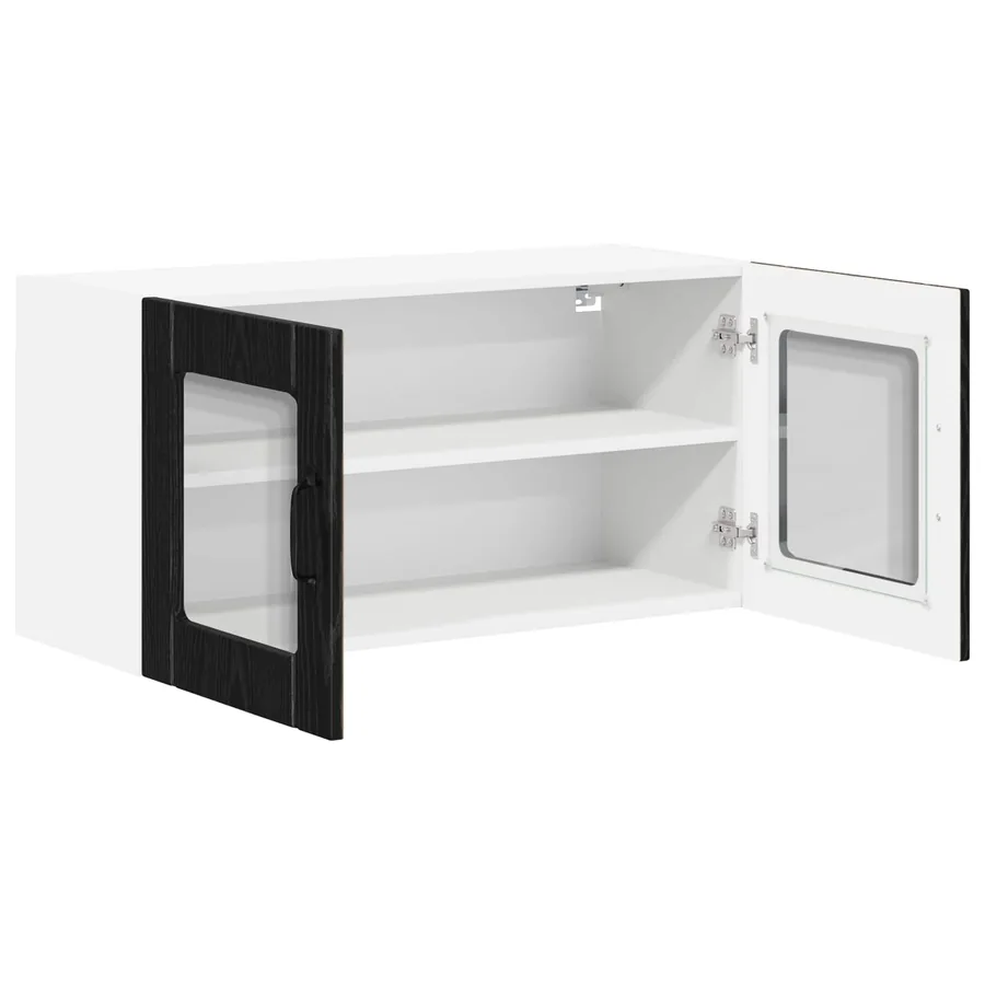 Cabinet en verre mural LUCCA Chêne noir 80 x 31 x 40 cm - 5
