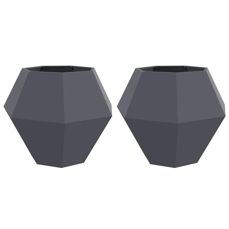 Jardinière 2 pc Anthracite 100 x 100 x 80 cm Acier - 2