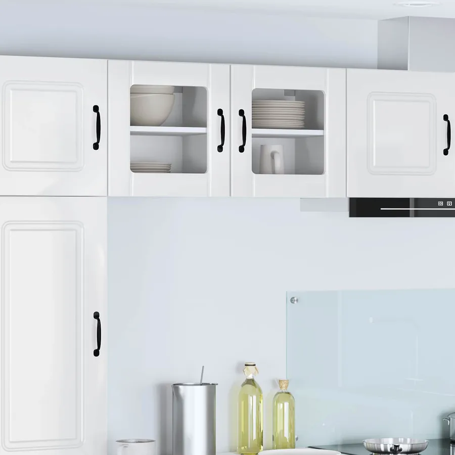 Cabinet en verre mural LUCCA 2 pcs Blanc brillant