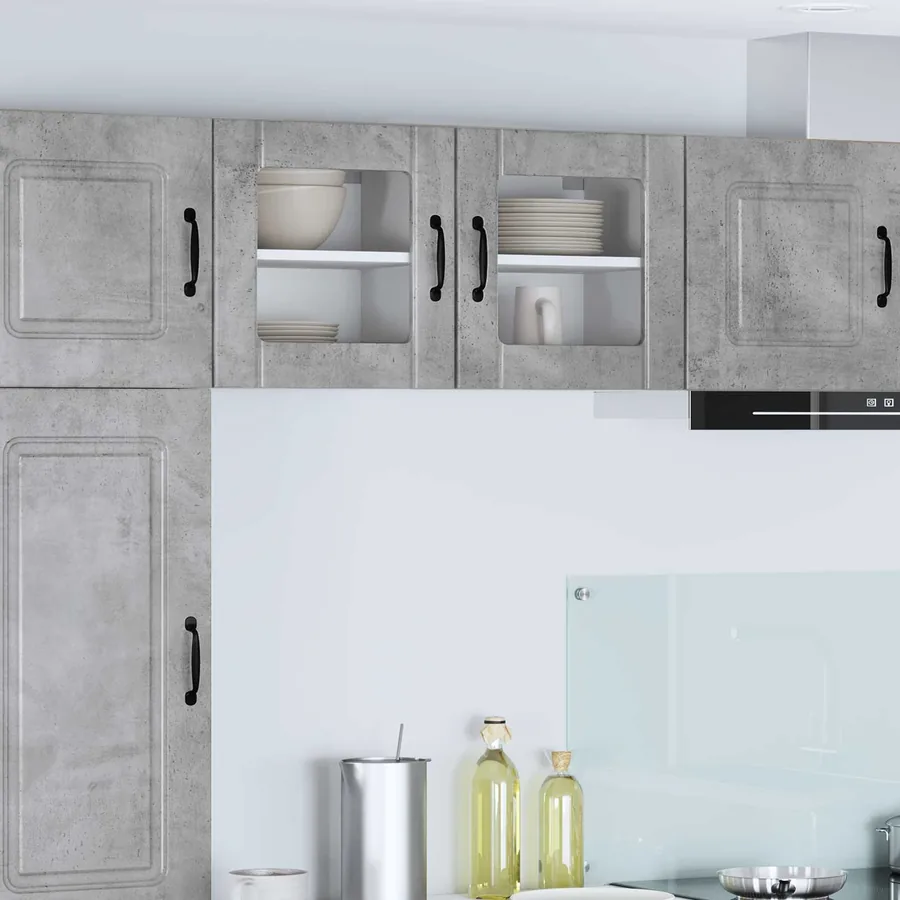 Cabinet en verre mural LUCCA 2 pcs Gris béton 40 x 31 x 40 cm