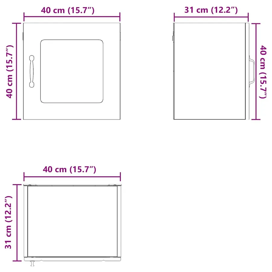 Cabinet en verre mural LUCCA 2 pcs Gris béton 40 x 31 x 40 cm - 14