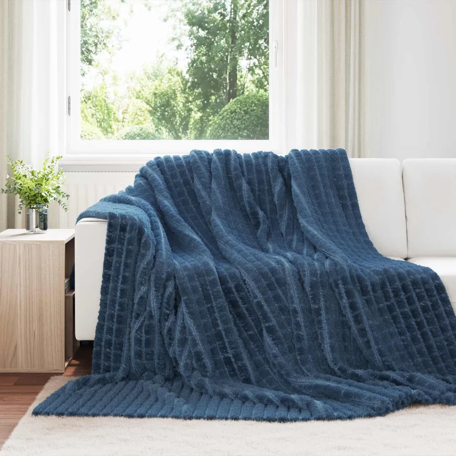 Jeté Bleu marine 270 x 240 cm Toison
