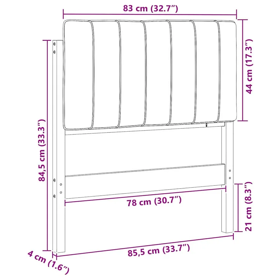 Tête de lit capitonnée Blanc et gris clair 80 cm Pin massif - 13