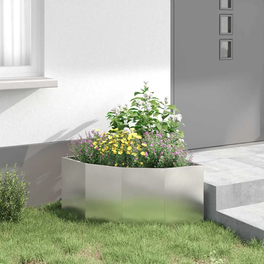 Jardinière d'Angle Argent 60 x 60 x 35 cm Acier inoxydable - 4
