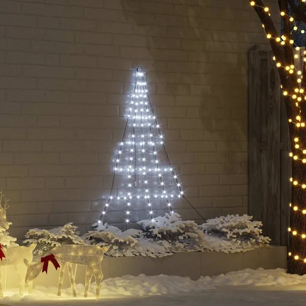 Arbre de Noël LED avec piquets au sol Blanc froid 182 cm Métal