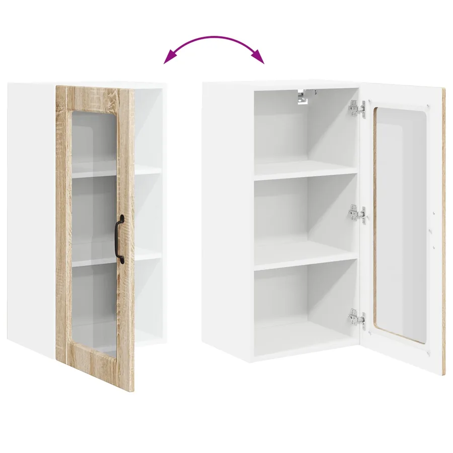 Cabinet en verre mural LUCCA 2 pcs Chêne Sonoma 40 x 31 x 80 cm - 9