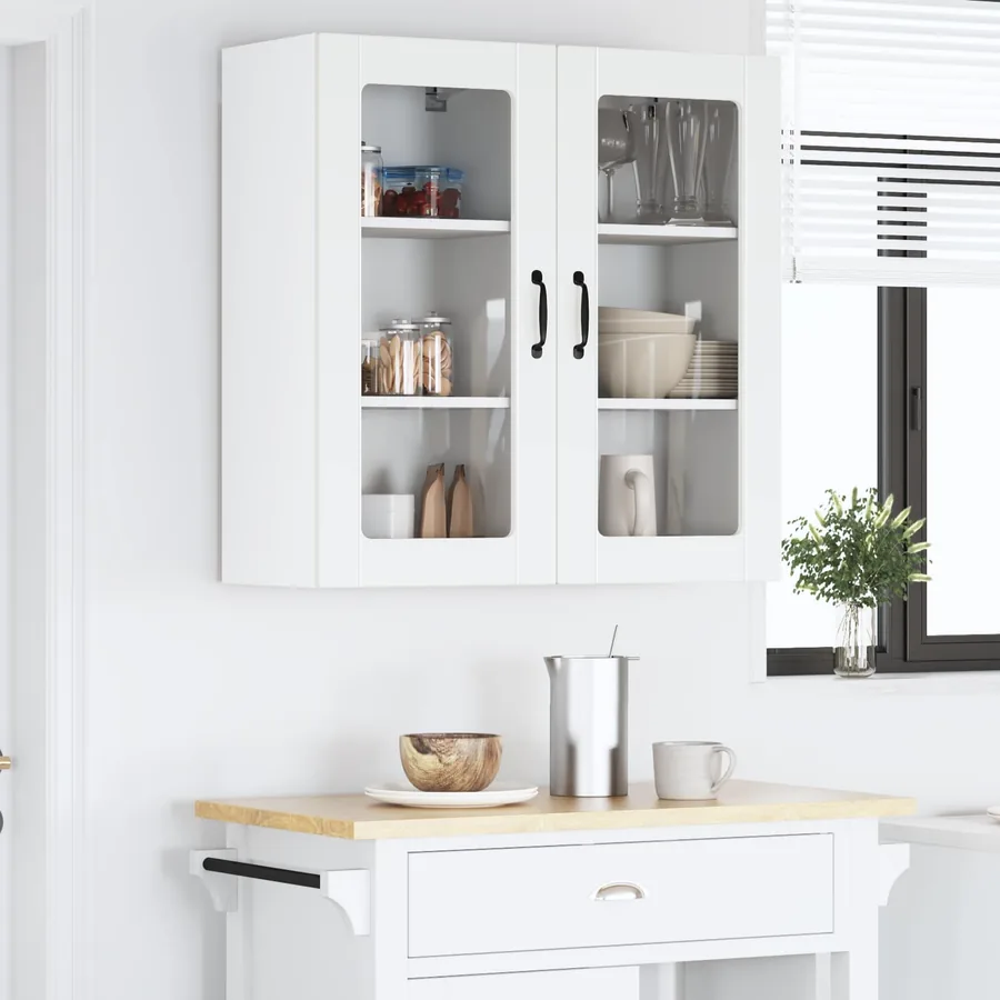 Cabinet en verre mural LUCCA 2 pcs Blanc 40 x 31 x 80 cm - 4