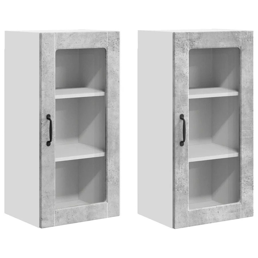 Cabinet en verre mural LUCCA 2 pcs Gris béton 40 x 31 x 80 cm - 2