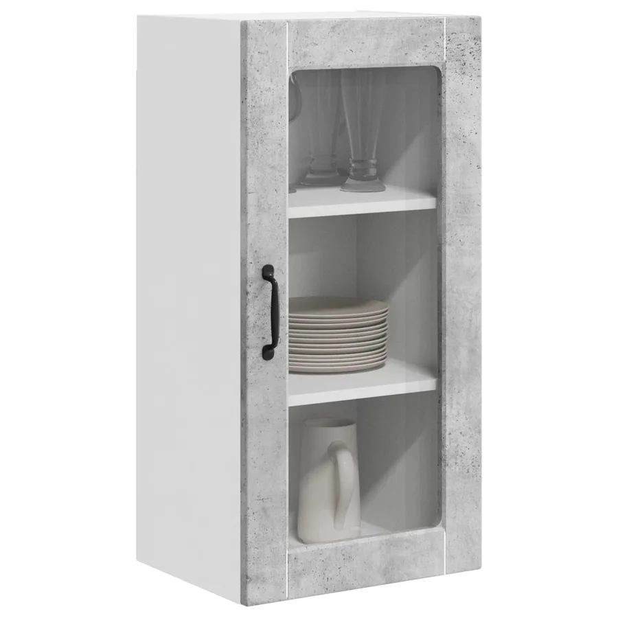 Cabinet en verre mural LUCCA 2 pcs Gris béton 40 x 31 x 80 cm - 3