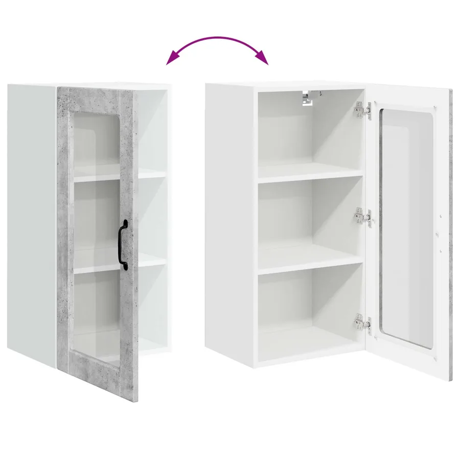 Cabinet en verre mural LUCCA 2 pcs Gris béton 40 x 31 x 80 cm - 8