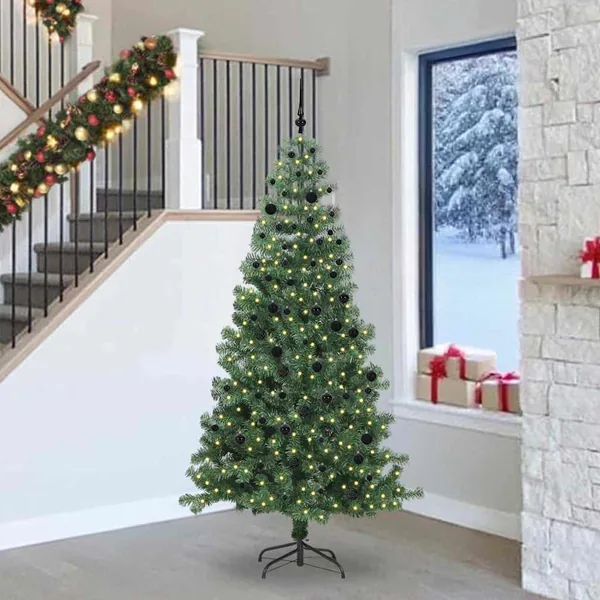Sapin de Noël avec 300 LED avec support Vert 240 cm PVC