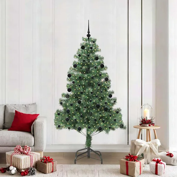 Sapin de Noël avec 300 LED avec support Vert 210 cm PVC