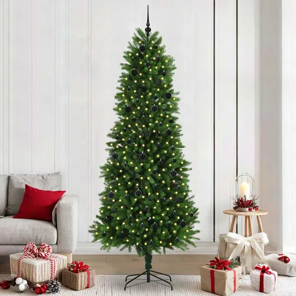 Sapin de Noël avec 300 LED avec support Vert 240 cm PE