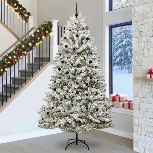 Sapin de Noël artificiel Vert et blanc 300 cm PVC et métal