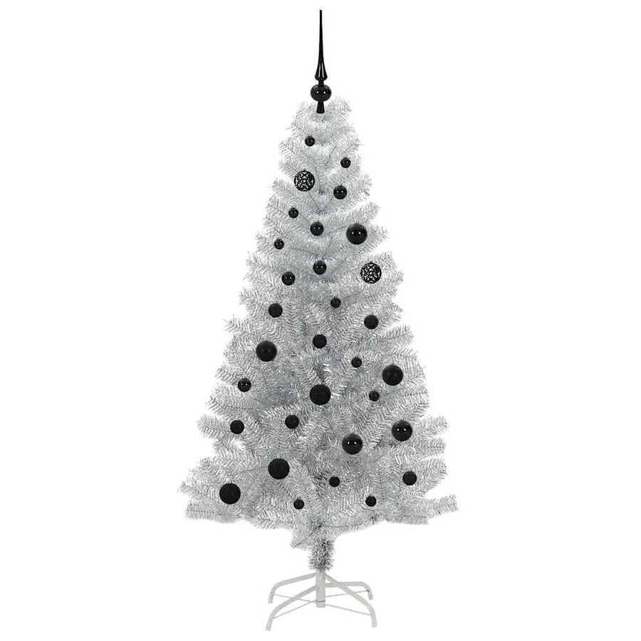 Sapin de Noël avec 150 LED avec support Argent 150 cm PET - 4
