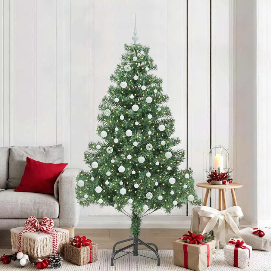 Sapin de Noël avec 300 LED avec support Vert 210 cm PVC