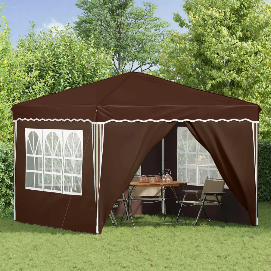 Tente de fête pop-up 288 x 288 x 245 cm Marron Tissu Oxford - 3