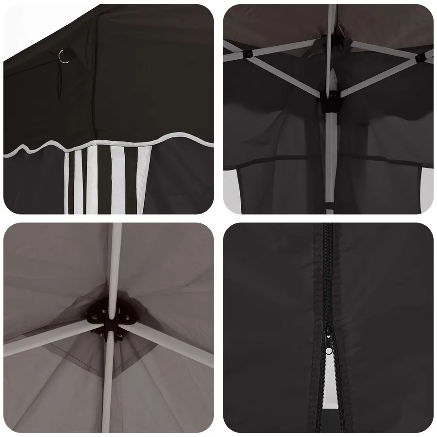 Tente de fête pop-up 288 x 288 x 245 cm Noir Tissu Oxford - 12