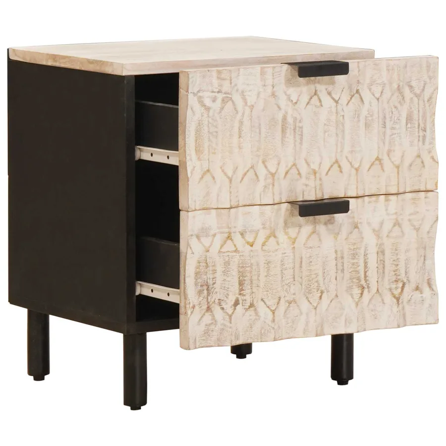 Cabinet de chevet avec tiroir 2 pcs Blanc 40 x 33 x 46 cm - 4