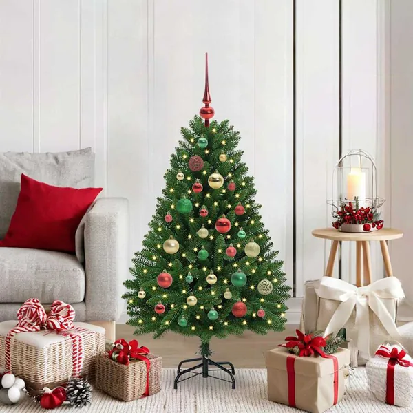 Sapin de Noël artificiel avec 150 LED Vert 120 cm PVC et métal
