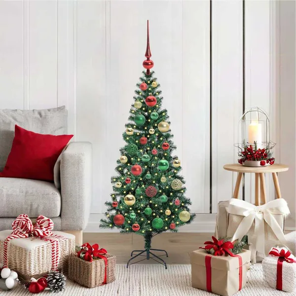 Sapin de Noël artificiel pré-éclairé Vert 120 cm PVC et métal