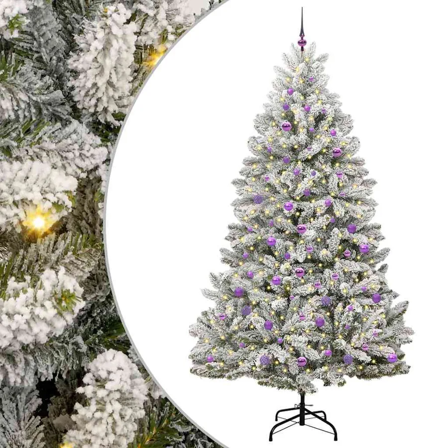 Sapin de Noël artificiel Vert et blanc 240 cm PVC et métal - 2