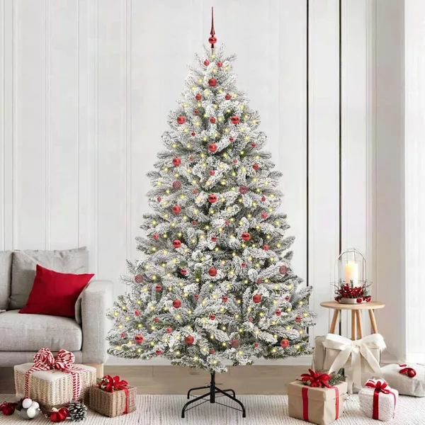 Sapin de Noël artificiel Vert et blanc 240 cm PVC et métal