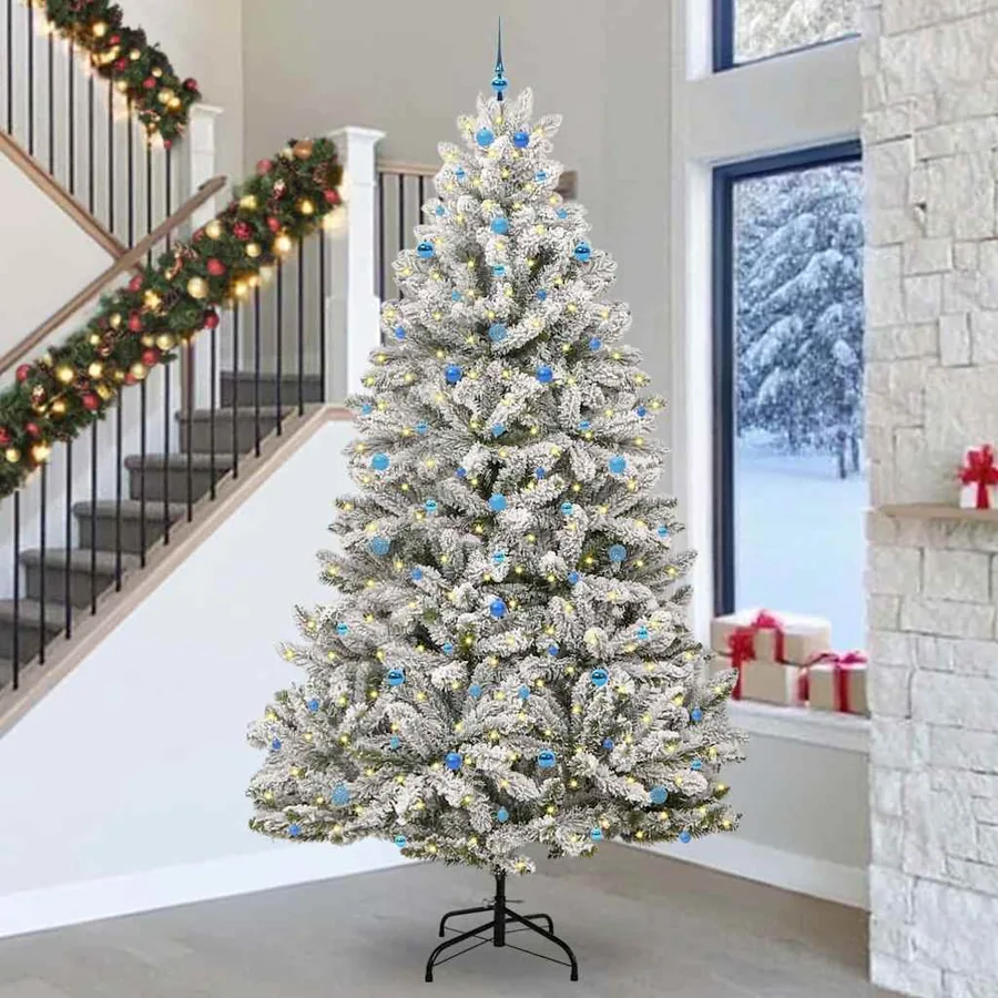 Sapin de Noël artificiel Vert et blanc 300 cm PVC et métal