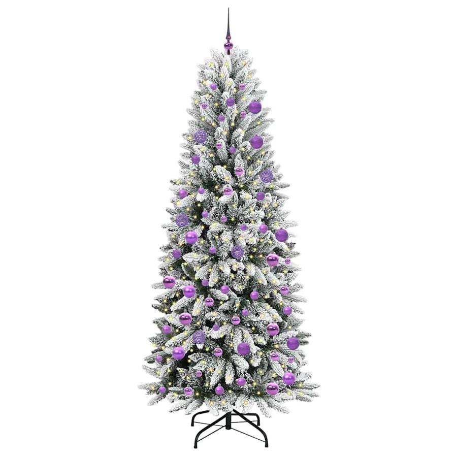 Sapin de Noël artificiel avec 300 LED avec support Blanc 210 cm - 3