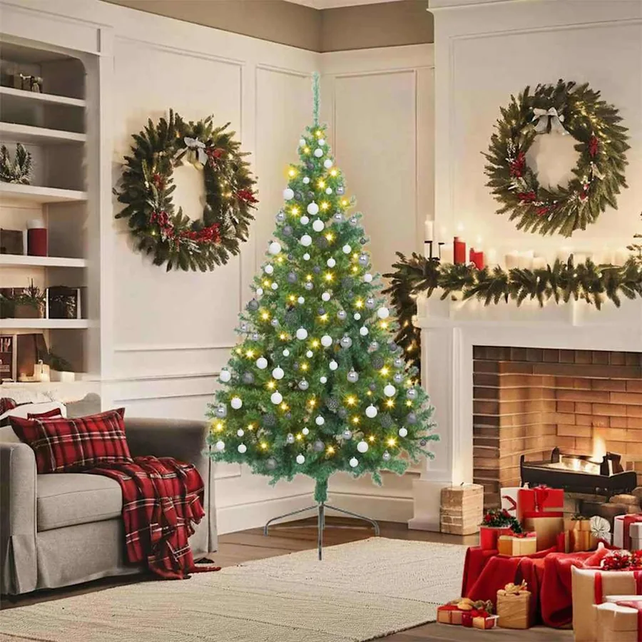 Sapin de Noël artificiel pré-éclairé Vert 180 cm PVC