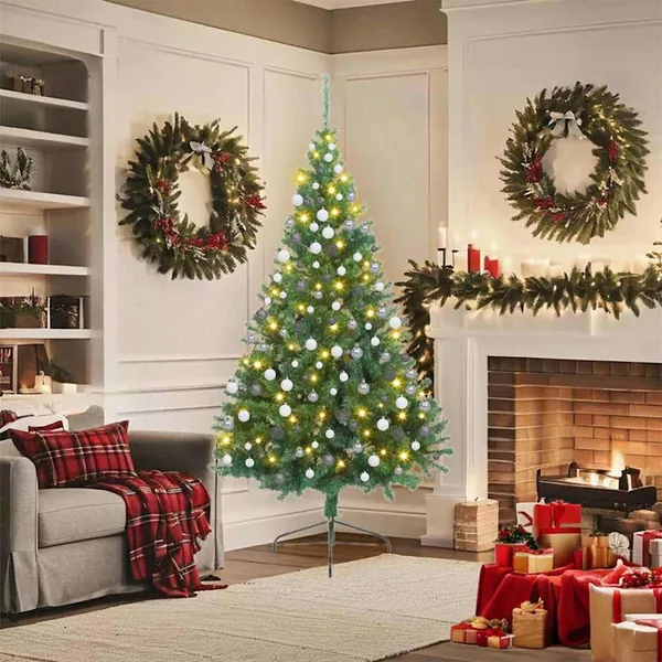 Sapin de Noël artificiel pré-éclairé Vert 180 cm PVC