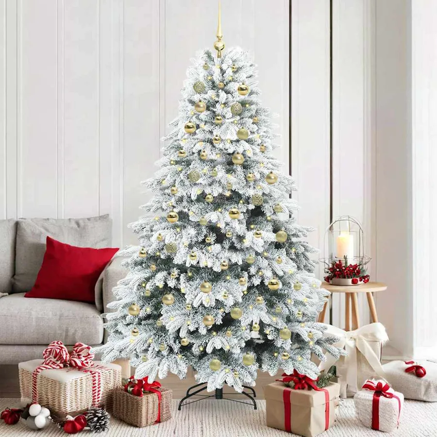 Sapin de Noël artificiel avec 300 LED Blanc 180 cm PE et PVC