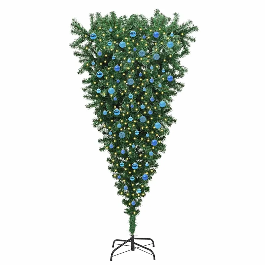 Arbre de Noël artificiel pré-éclairé à l'envers avec ensemble de boules - 3