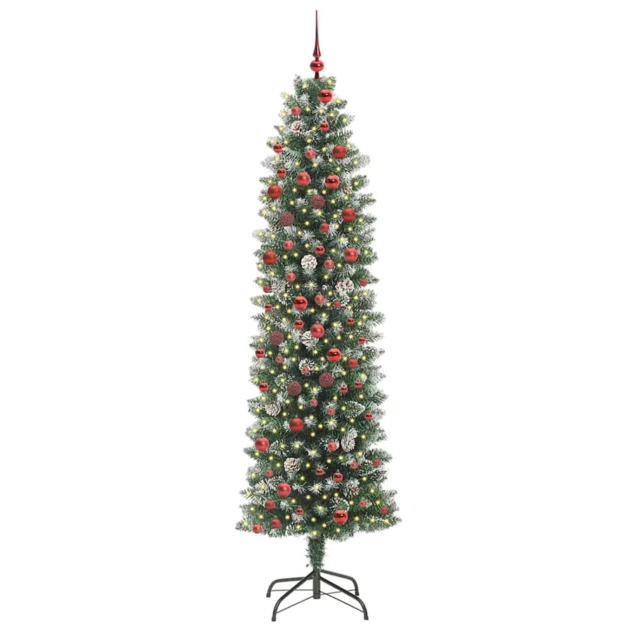 Arbre de Noël artificiel slim avec 300 LED Vert et blanc 210 cm - 3