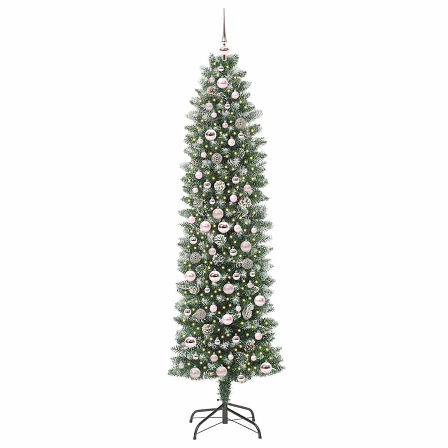 Arbre de Noël artificiel slim avec 300 LED Vert et blanc 210 cm - 3