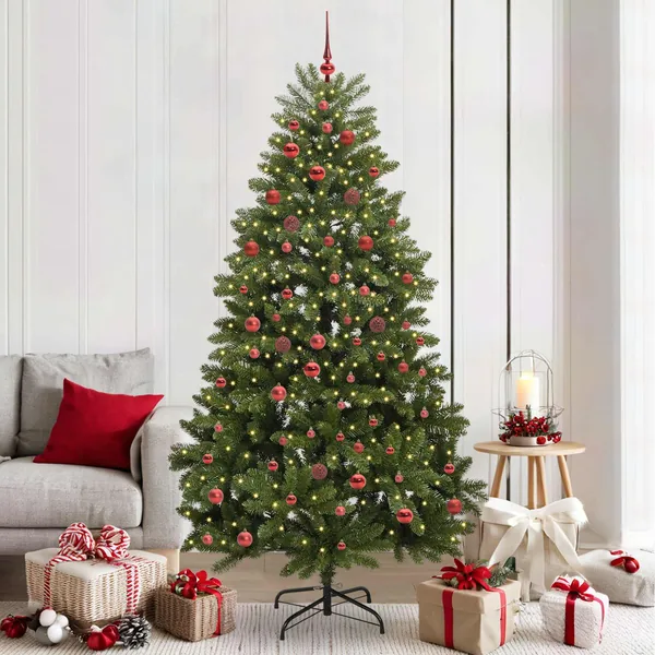 Sapin de Noël artificiel avec 300 LED Vert 210 cm PVC et métal