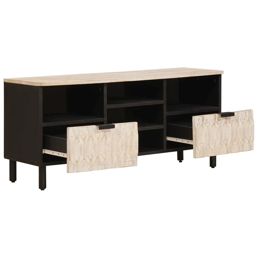 Meuble TV avec tiroir Finition Lavage Blanc 100 x 33 x 46 cm - 2
