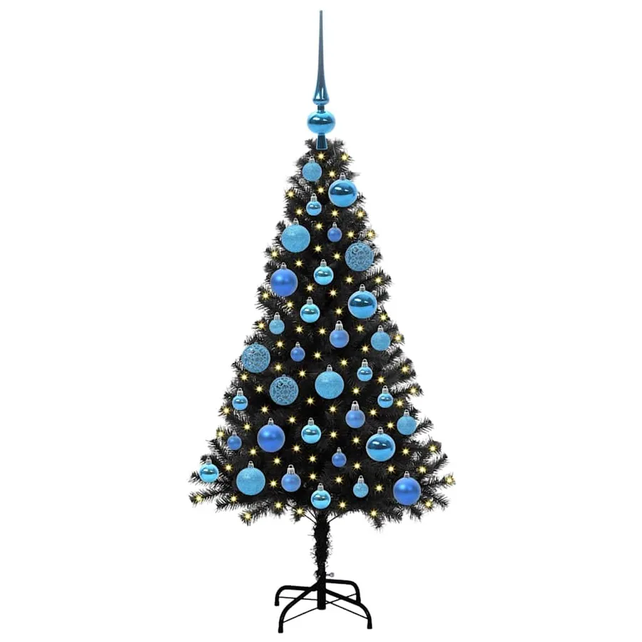 Sapin de Noël avec 150 LED avec support Noir 120 cm PVC - 3