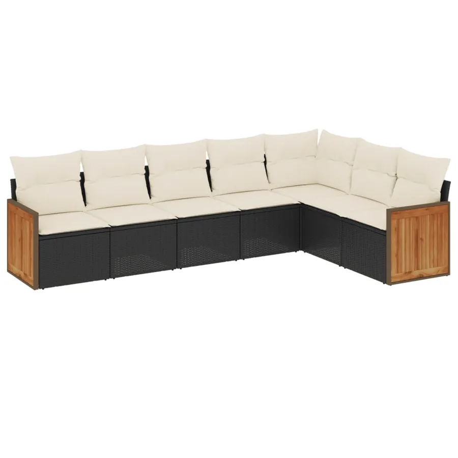 Salon de jardin 7 pcs avec coussins noir résine tressée 55 x 62 x 69 cm - 58,1 kg - 2