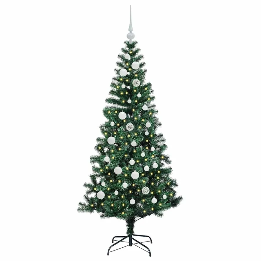 Sapin de Noël artificiel pré-éclairé Vert 150 cm PVC et métal - 3