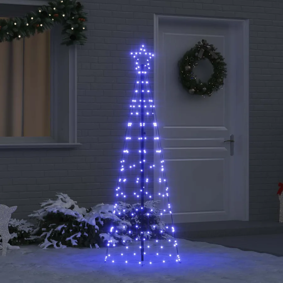 Arbre de Noël LED avec piquets au sol Bleu 250 cm Fer