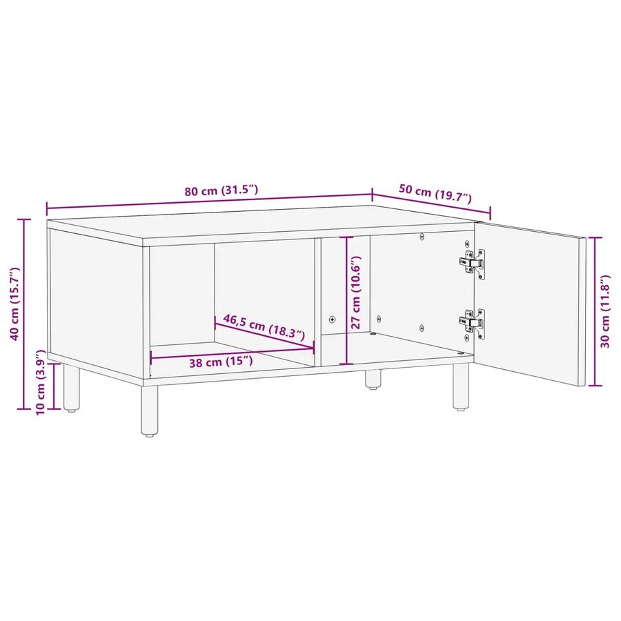 Table basse Blanc 80 x 50 x 40 cm Bois de mangue massif - 12