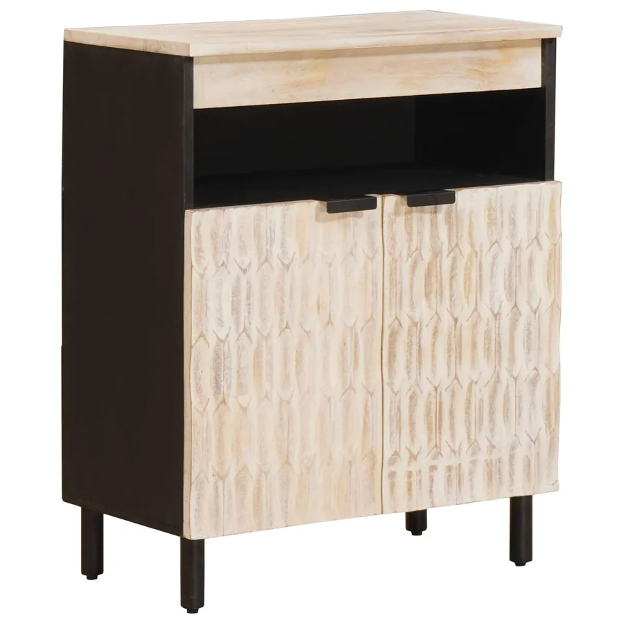Buffet avec stockage Finition Lavage Blanc 60 x 33 x 75 cm