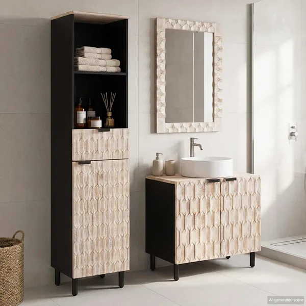 Ensembles de salle de bain 3 pcs Finition Lavage Blanc